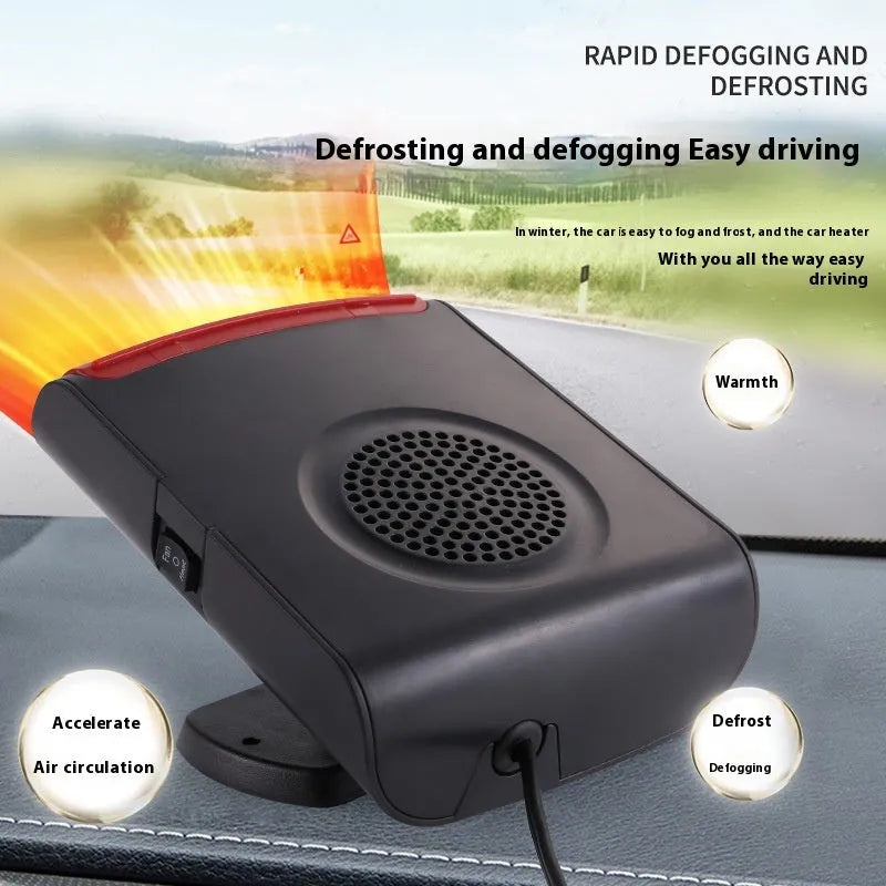Portable 150W 12V black ABS car heater blower for defrosting and demisting windscreens