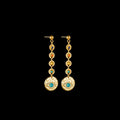 Three geometric stainless steel earrings showing star, eye and shell sun designs