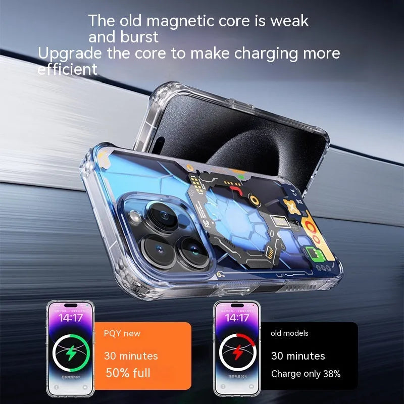 Magnetic Tide transparent all-inclusive phone case for iPhone 15 Pro Max in carbon black colour