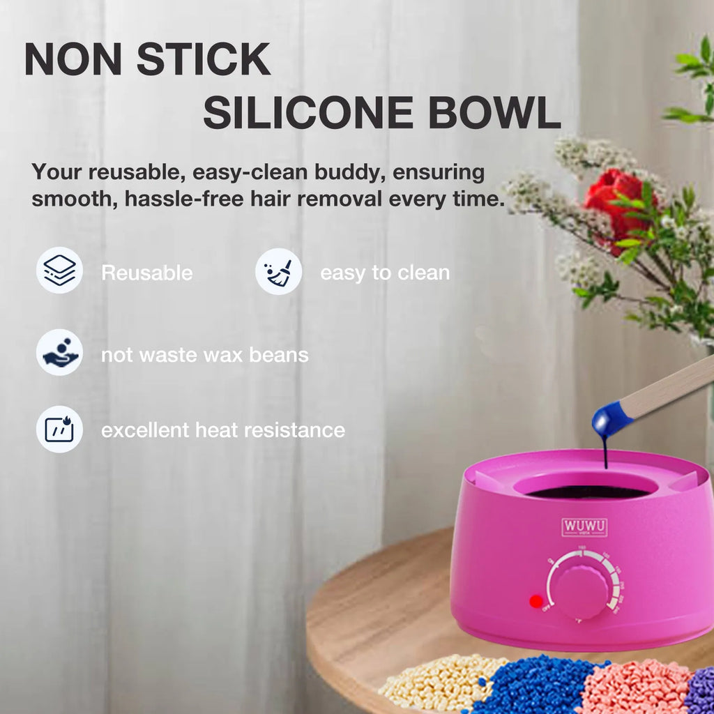 Black or pink professional waxing kit with wax warmer, hard wax beans, applicator sticks and post-care products