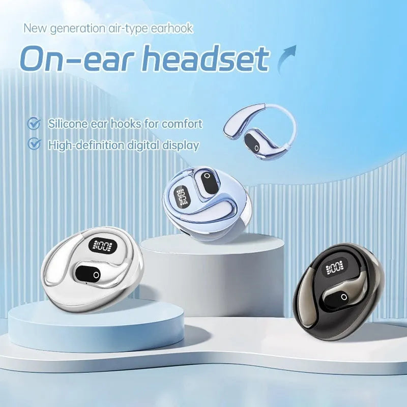 AI smart translation wireless Bluetooth ear-mounted headset XG99 White with digital display and voice control