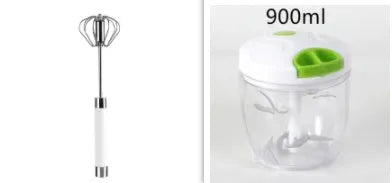 Semi-automatic stainless steel egg beater whisk with hand pressure rotating handle, 10 steel wires, silvery colour