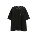 Retro loose fit short-sleeved t-shirt in black or purple with embroidered washed texture