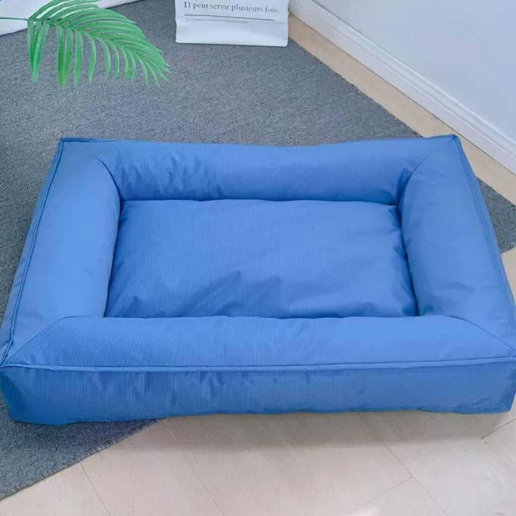 Orthopedic dog bed with full surround support in waterproof Oxford cloth, size XL, colour blue