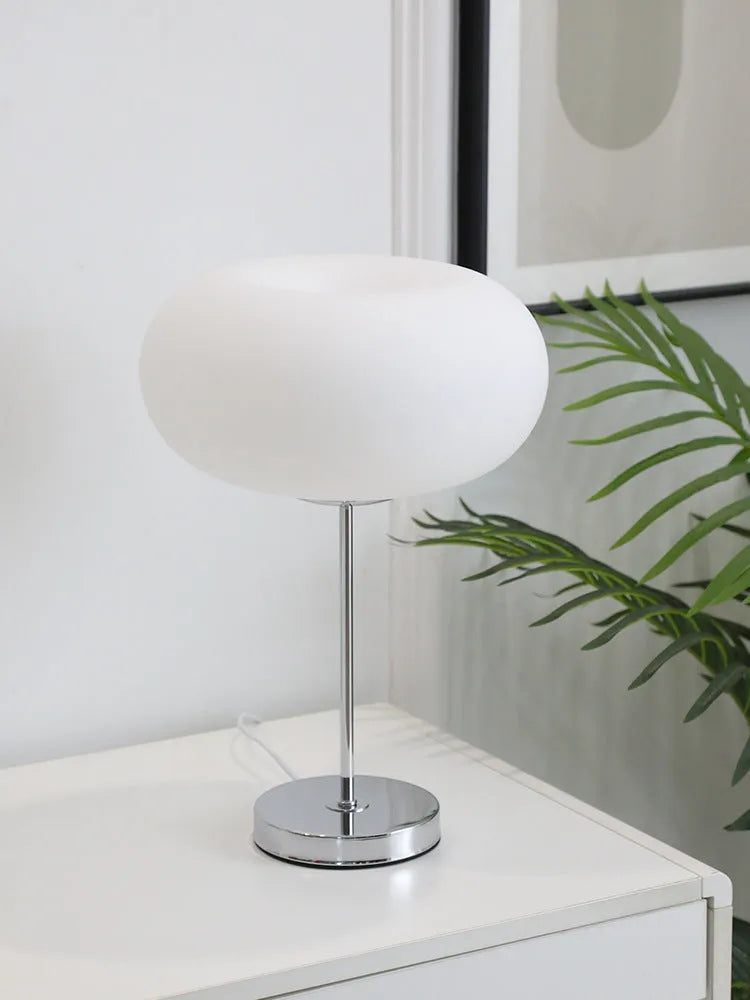 28 cm glass bedside lamp with button switch, modern simplicity style, tricolour light option