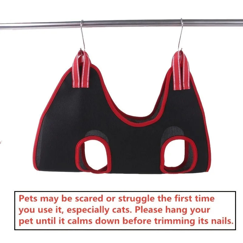 Pet grooming hammock restraint bag for cats and small dogs in four sizes for safe nail trimming and bathing