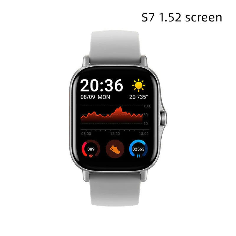 GT20 Smart Watch with black silicone strap and 1.75-inch touchscreen displaying health metrics.
