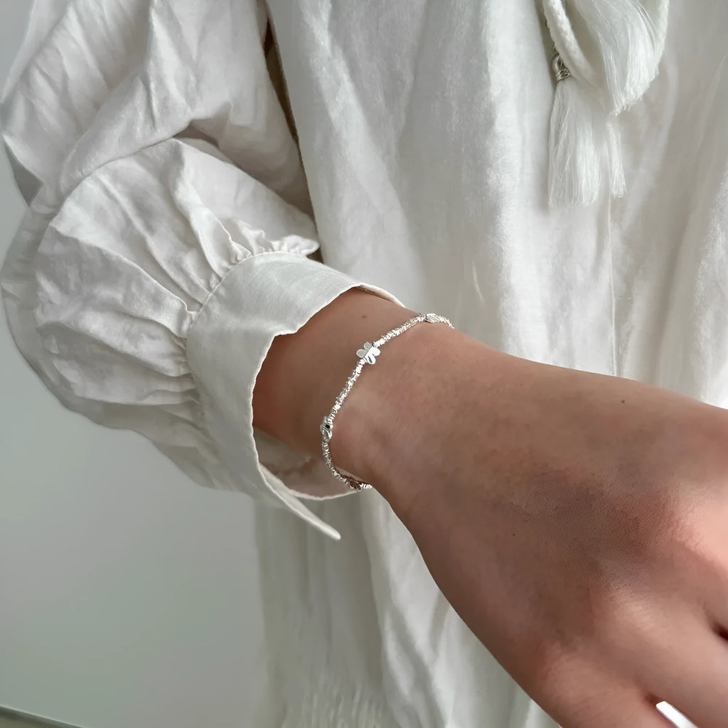 S925 sterling silver bracelet for women with bow zodiac design, silver colour S0584, simple style