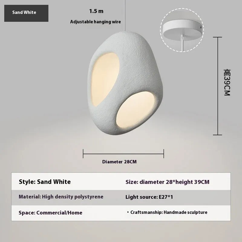 Creative single head retro ceiling light in high density polystyrene, white finish, with E27 bulb holder