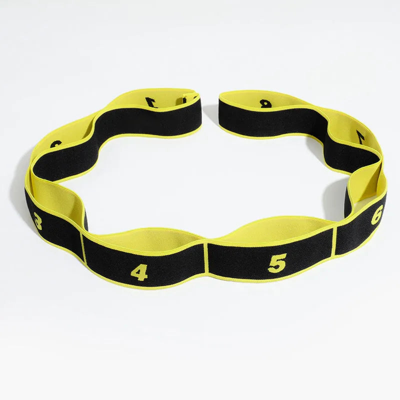 Latin dance stretch band 85cm nine-segment nylon latex elastic band in pink and black on white background
