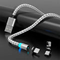 Breathing light magnetic charging cable with LED indicator, showing black 2-metre length and magnetic USB-C connector.
