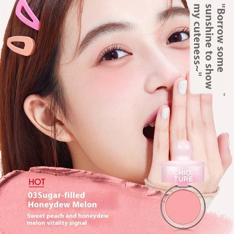 Can powder blusher mud blush in four nude shades with shimmer makeup effect