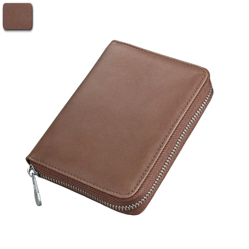 Expanding genuine cowhide leather passport card holder in ink black colour with multiple card slots