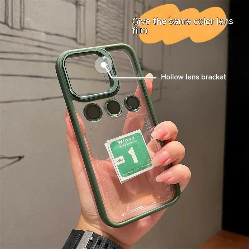 Metal hollow lens bracket phone case for iPhone 11-14 Pro Max, hard shell PC and metal, available in multiple colours