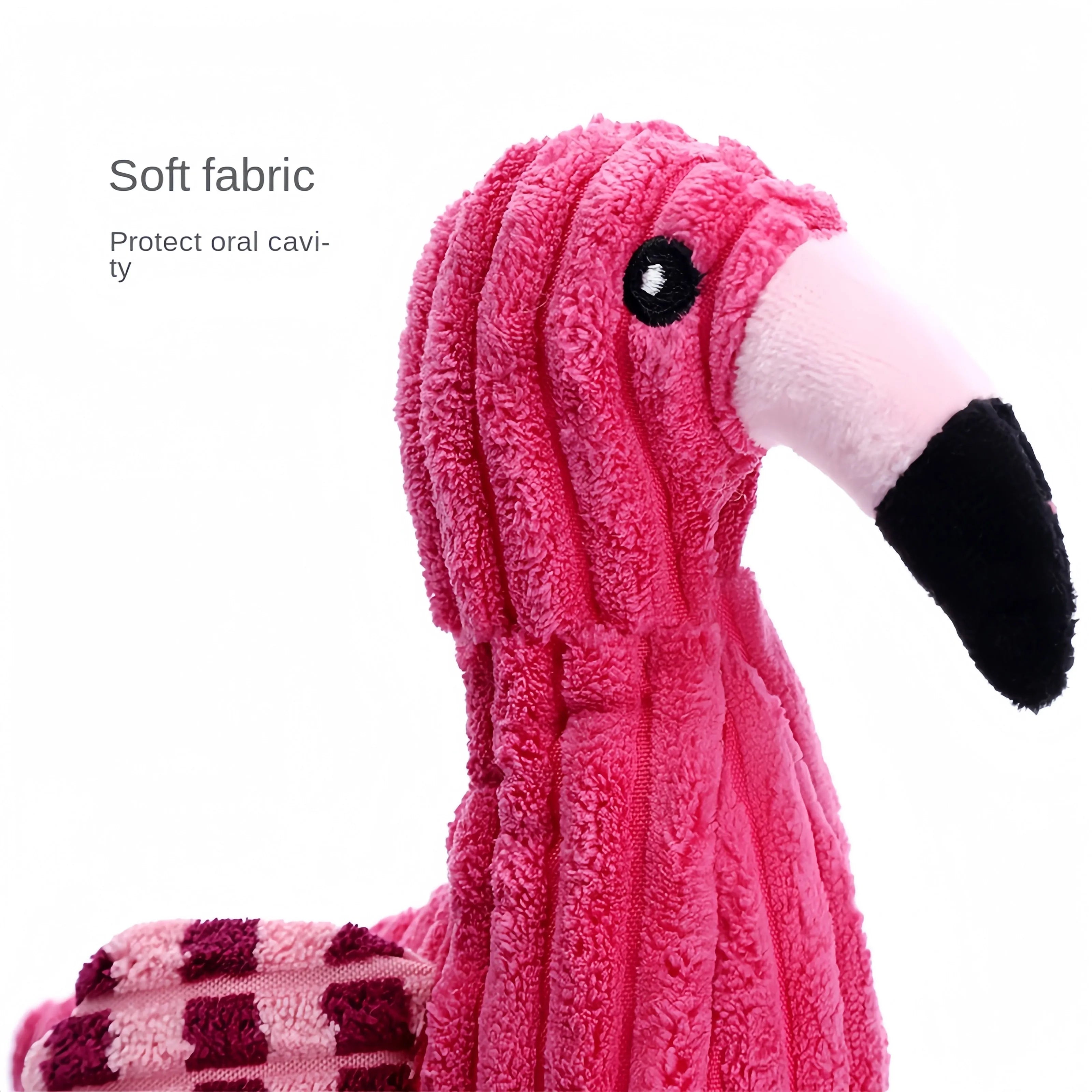 Pink animal-shaped corduroy plush dog toy with a squeaker inside.