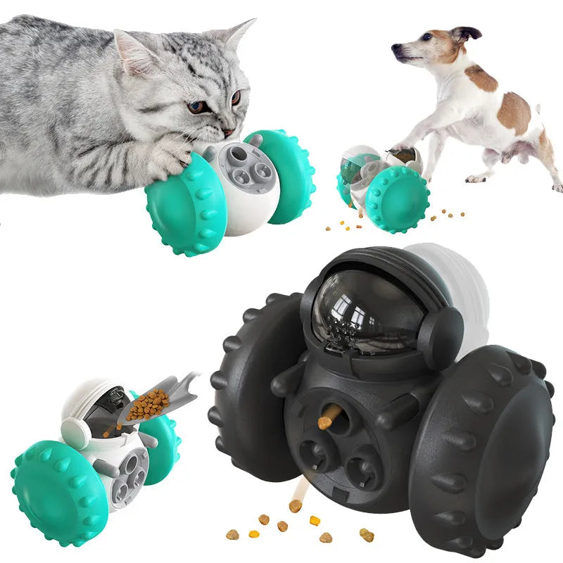 Interactive dog treat leaking toy in black – puzzle tumbler slow feeder for small and large dogs
