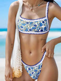 Women's polyester bikini in solid colours showing front and back views