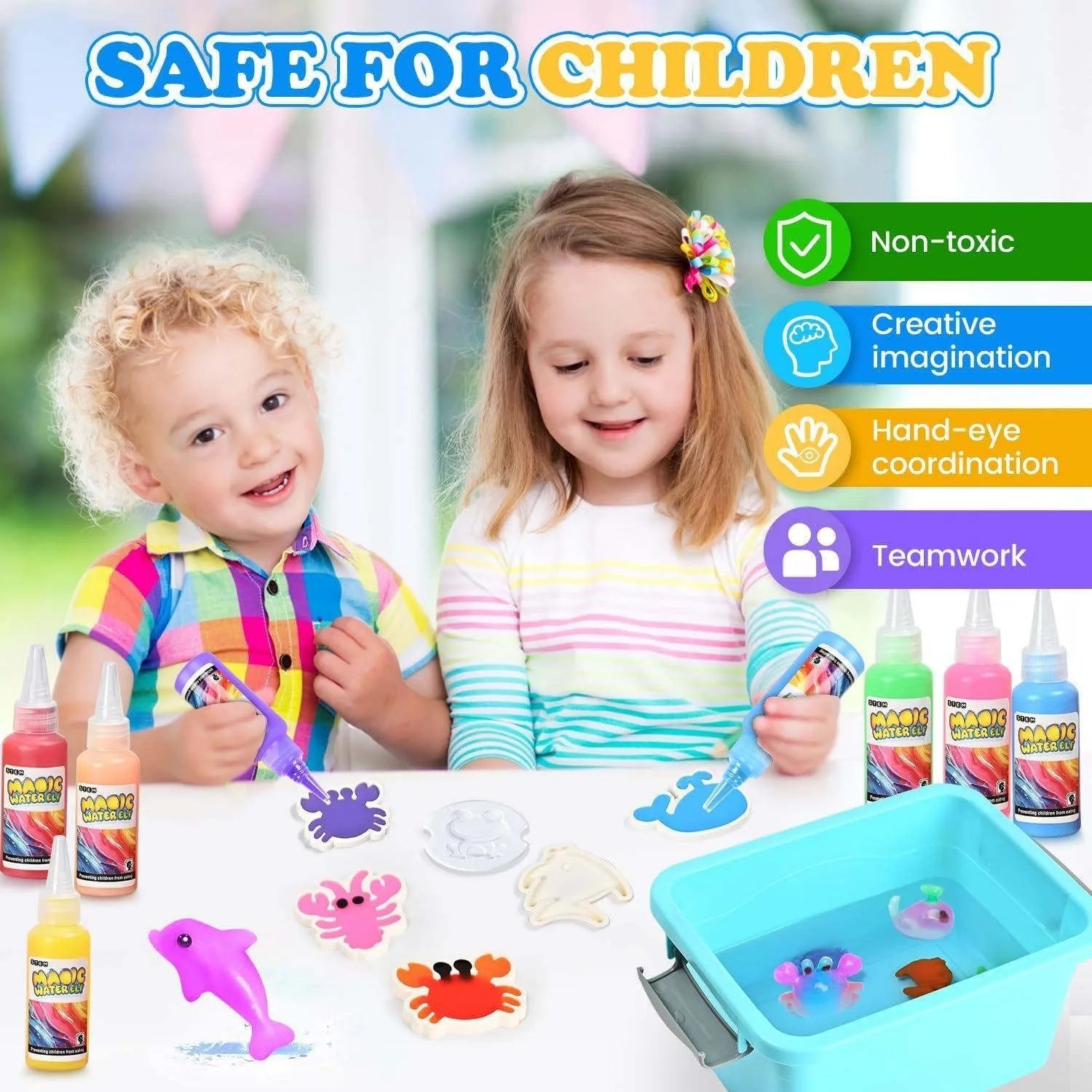 Magic Paint Vaporeon 30-piece educational toy set in blue colour box, measuring 21x15x14.5 cm