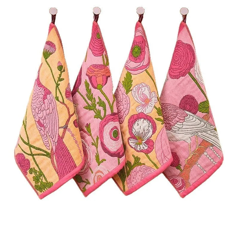 Class A gauze square towel pure cotton 40x34cm printed design 4 pack for face washing