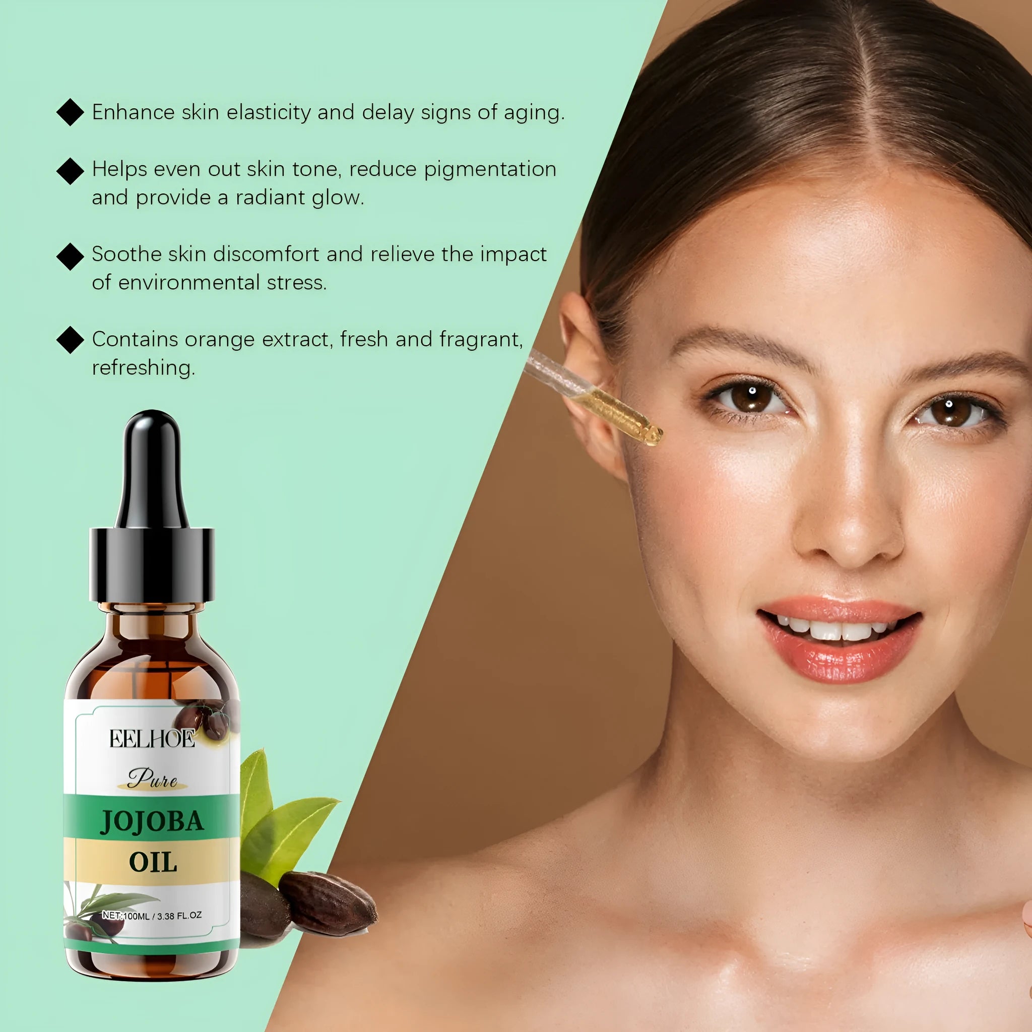 100ml organic jojoba oil bottle with orange extract for facial moisturising
