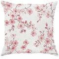 Short velvet cushion cover with cherry blossom letter design, 45cm square, shown in one of four colour options.