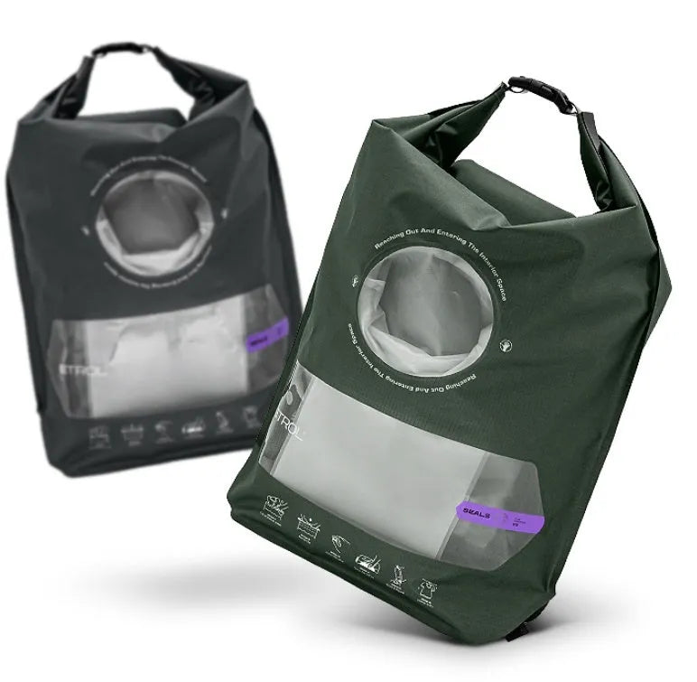 Portable folding laundry bag in 70D Nylon TPU, flat size 59cm x 42cm, Jungle Green
