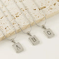 Alphabet necklace 26 letters hollow square pendant 18K gold tone titanium steel small snake chain