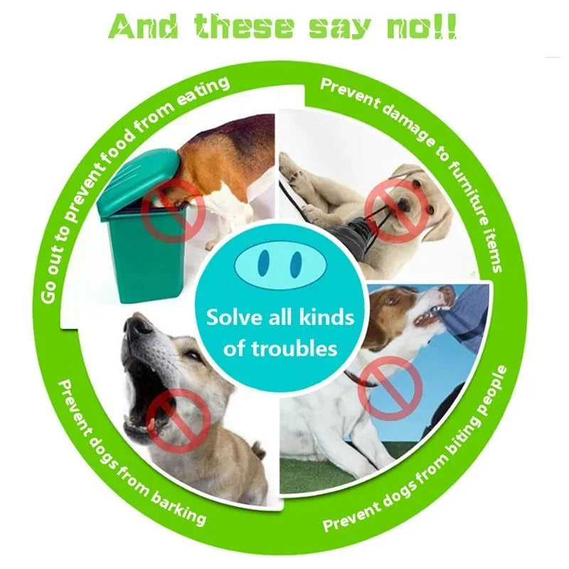 Silicone dog anti-bite mouth cover for long-mouthed pets in blue and green colours