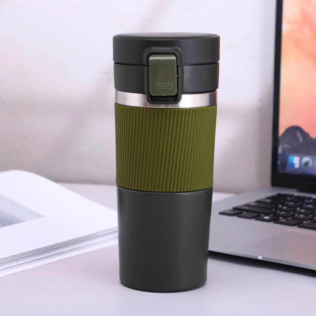 304 stainless steel vacuum portable vehicle-mounted water cup 430ml in gray with modern simplicity design