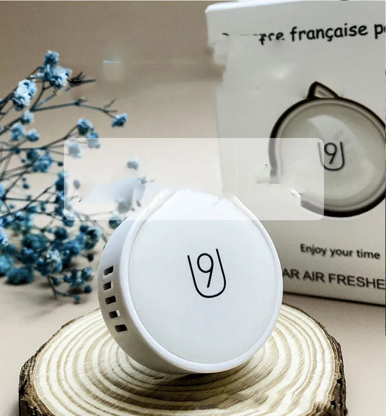 Round solid balm car decoration with floral fruity fragrance in three styles