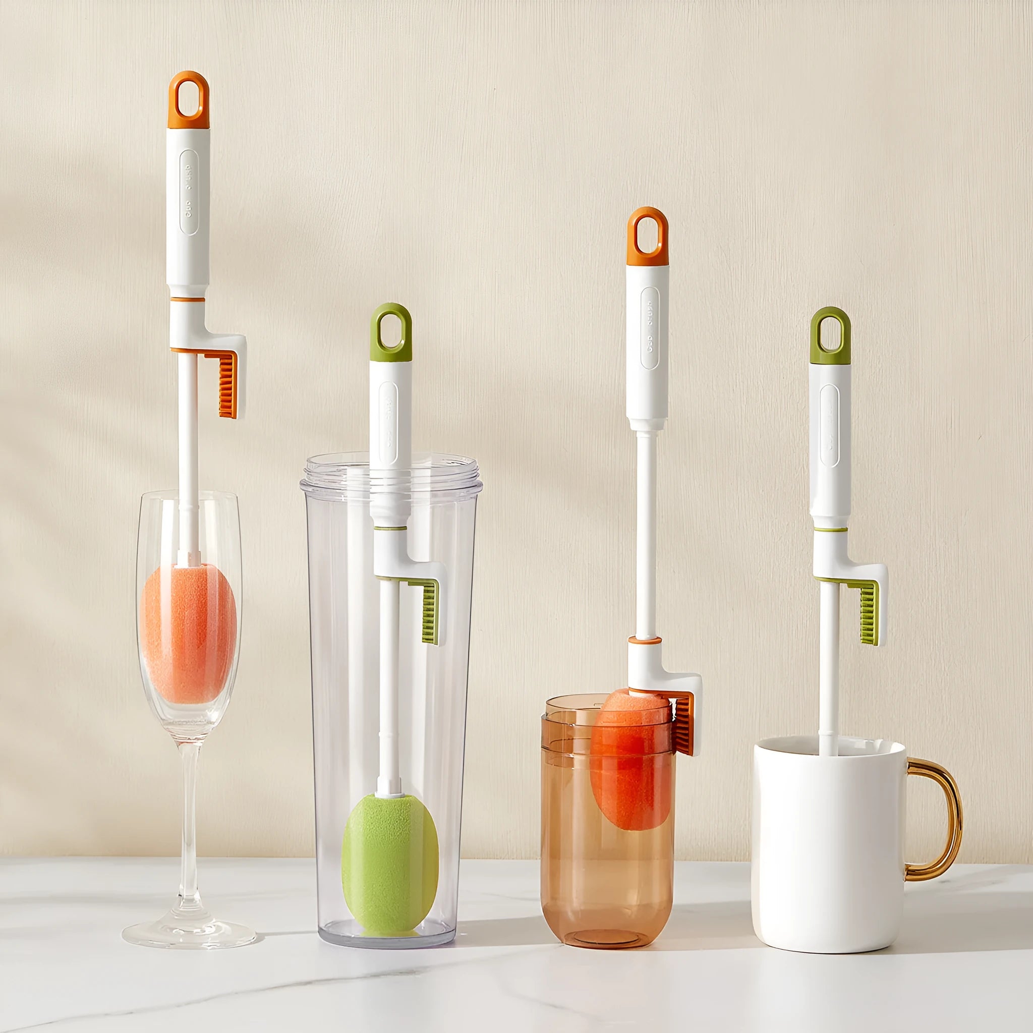 Long handle cup brush for bottle cleaning in army green colour option