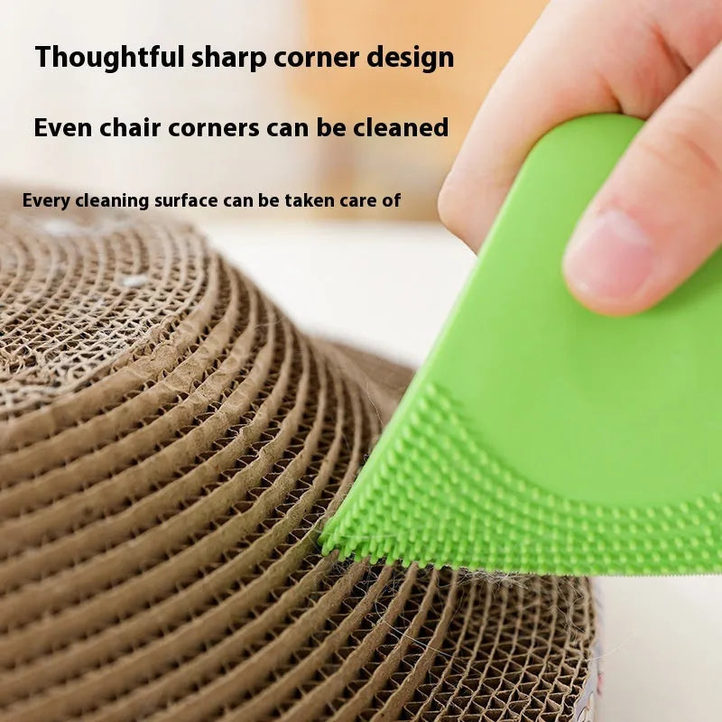 Dual-sided pet hair scraper and grooming comb in avocado green colour.