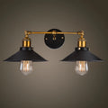 Black iron industrial wall lamp with double head retro design for corridor living room bedroom