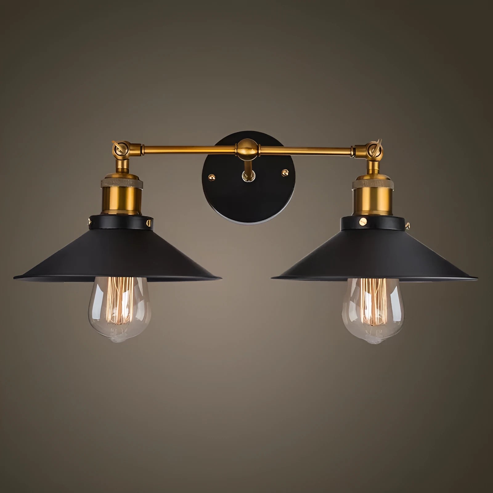 Black iron industrial wall lamp with double head retro design for corridor living room bedroom