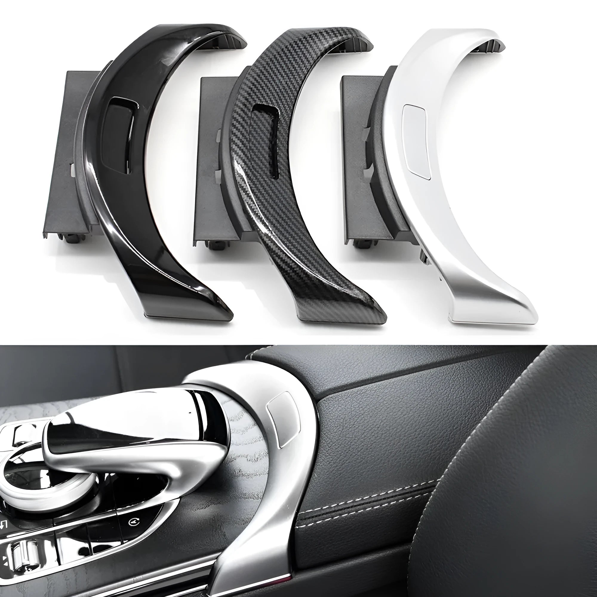 Silver electroplated armrest panel for Mercedes-Benz C/GLC center console