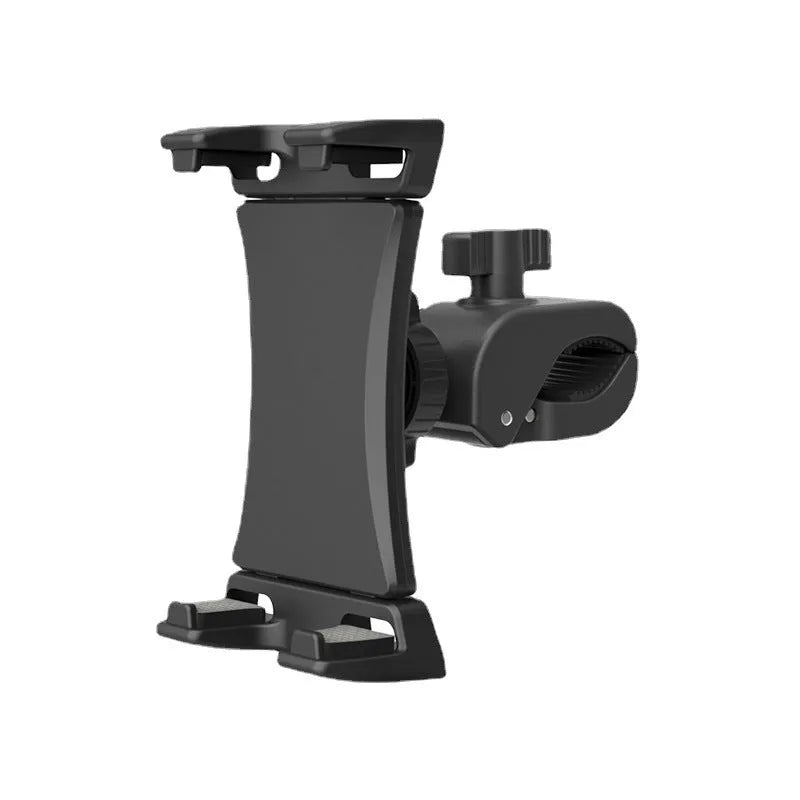 Black ABS bicycle handlebar bracket holding a mobile phone for cycling navigation