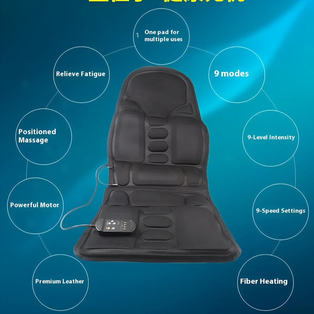 Black heating massage mat with infrared function and adjustable speed control