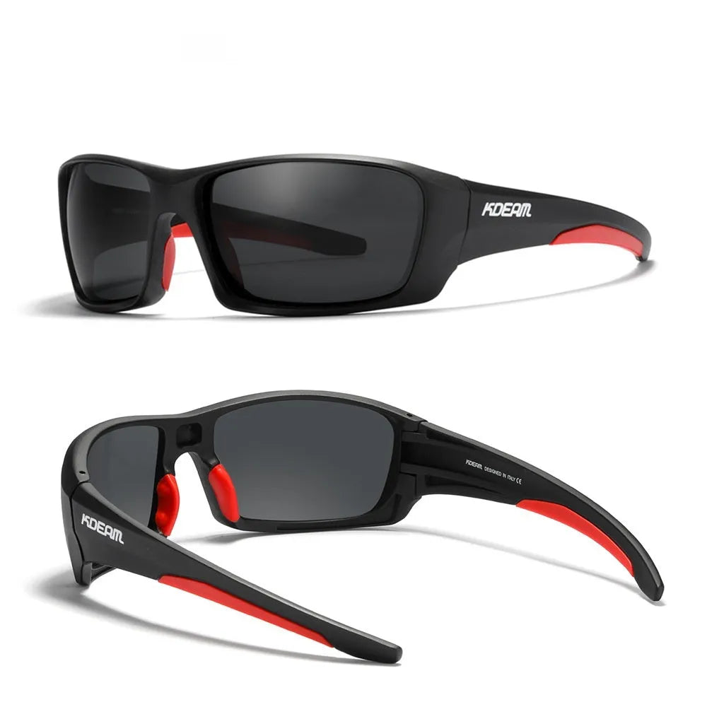 Sports polarised sunglasses with TR90 frame and silicone nose pad in colour option C1, 147x125x44mm