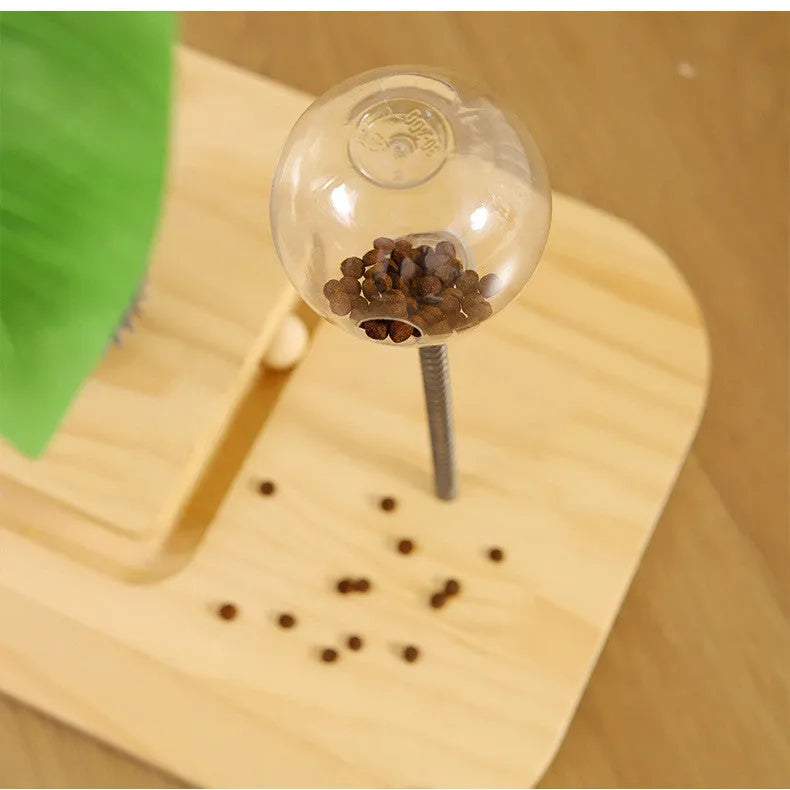 Tall, columnar cat scratching post with natural sisal rope wrapped around a wooden core, standing on a floor.