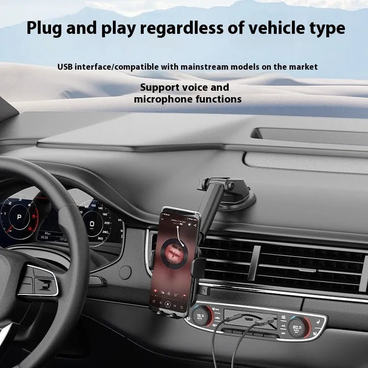 USB car Bluetooth audio receiver with zinc alloy USB connector and copper 3.5mm AUX connector connected by PU-coated cable