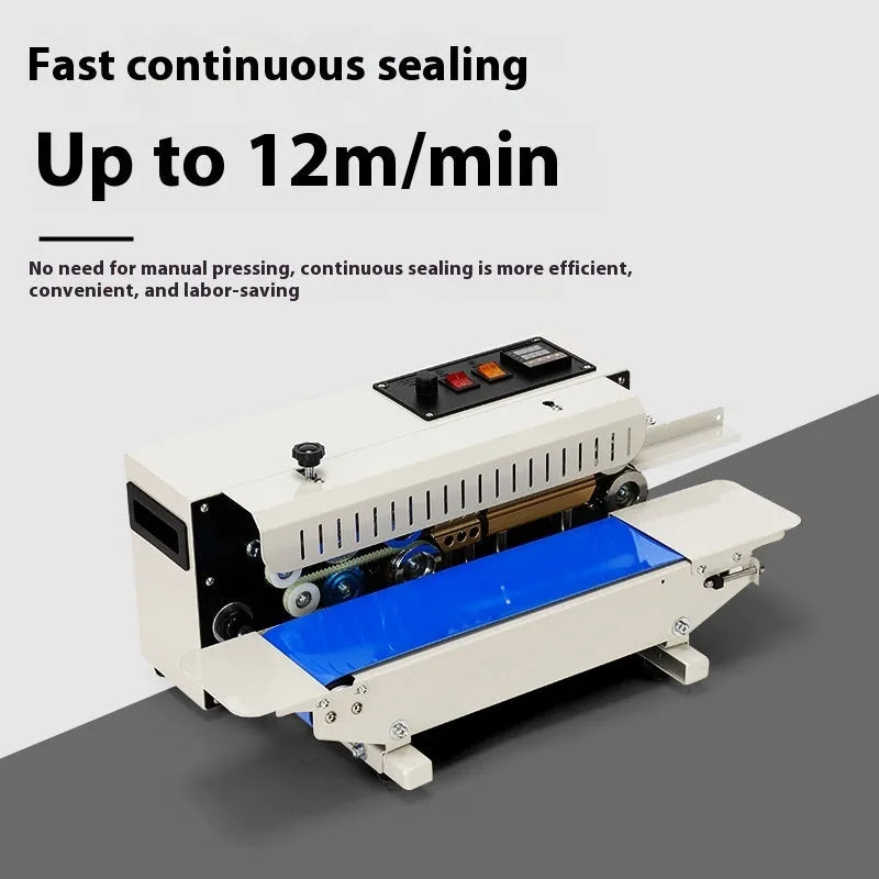 Compact handheld heat sealing machine with integrated steel date stamp for printing on plastic bags