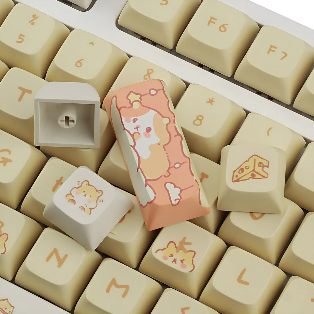 Custard dessert themed XDA profile plastic keycaps for mechanical keyboards.