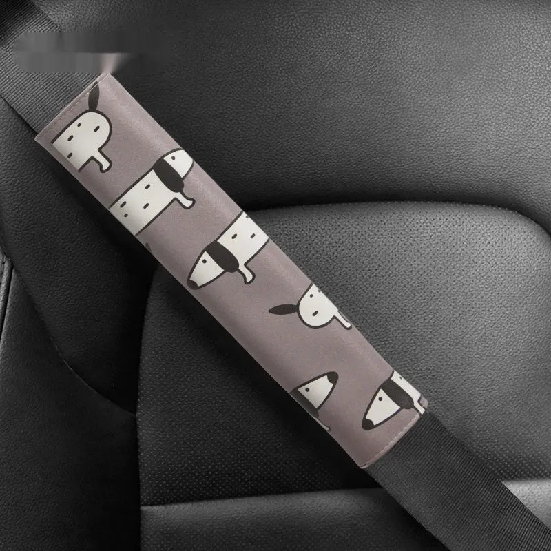 Dachshund cartoon pattern artificial leather car seatbelt shoulder protector cover.