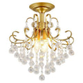 European light luxury small American restaurant crystal chandelier, glass and iron, 33cm diameter, A style gold finish