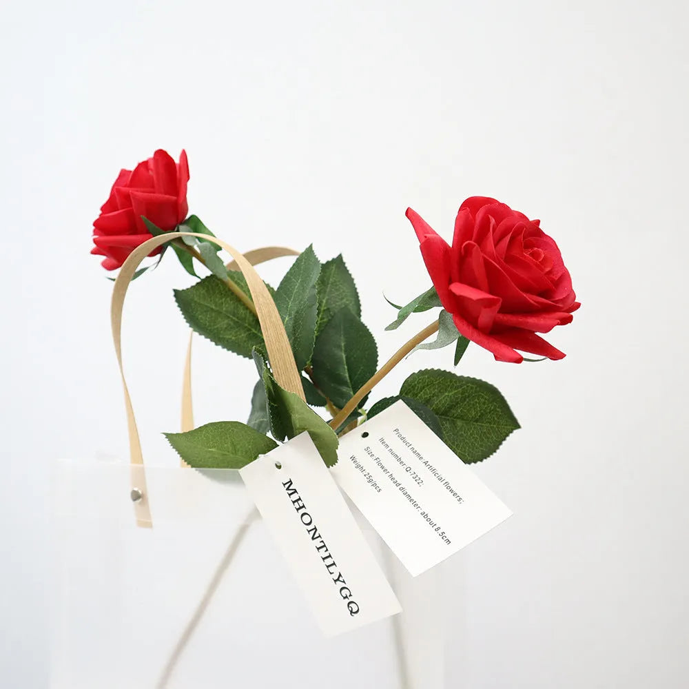 Artificial silk flower bouquet with 42cm stem and 8.5cm flower head in multiple colour options