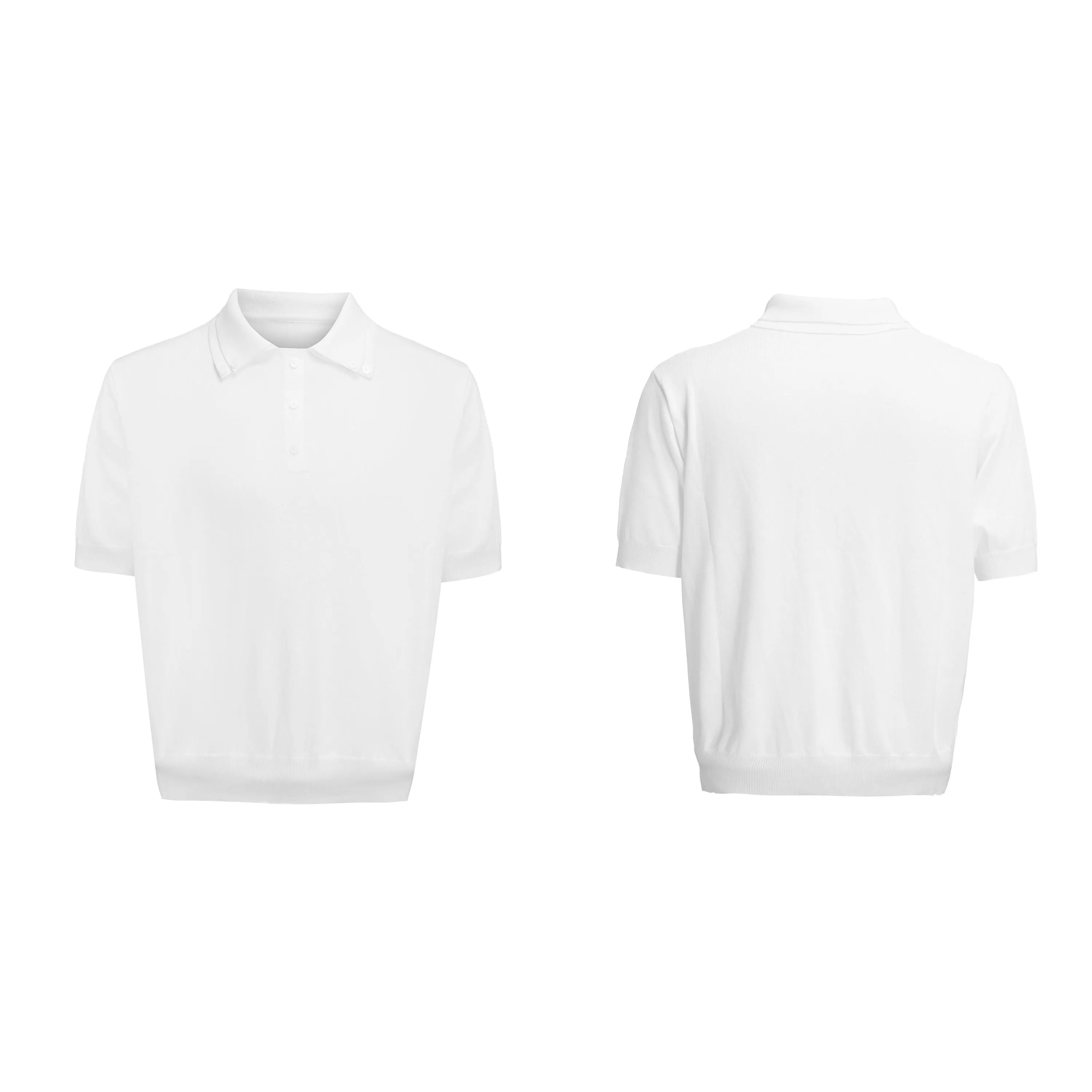 Polyester men's short sleeve shirt with double collar lapel design in black, grey or white colours