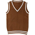 Women's slim fit acrylic V-neck waistcoat sweater with striped stitching in five colour options