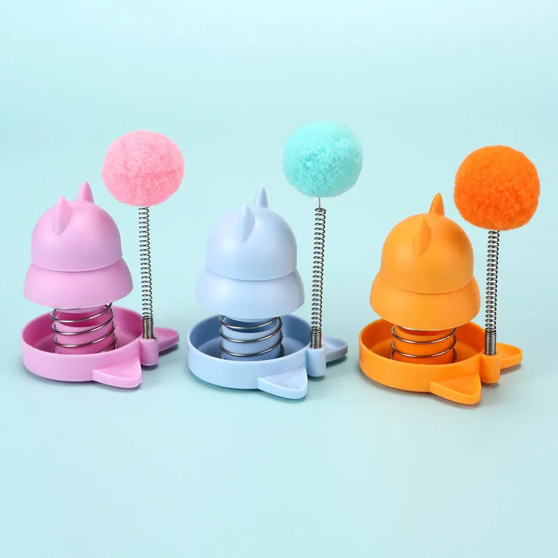 Blue, orange, and pink mint-flavoured ball cat toy for hairball relief and dental care