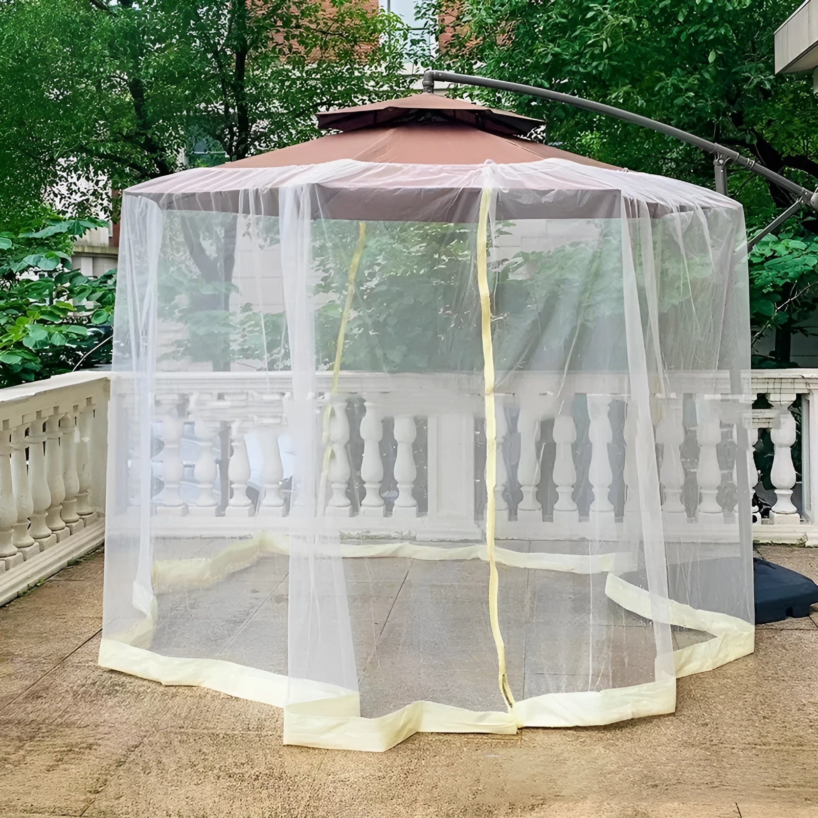 Outdoor mosquito umbrella tent providing portable insect protection with sunshade canopy