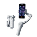 Gray handheld three-axis anti-shake stabilizer with AI face tracking and fill light for short video shooting